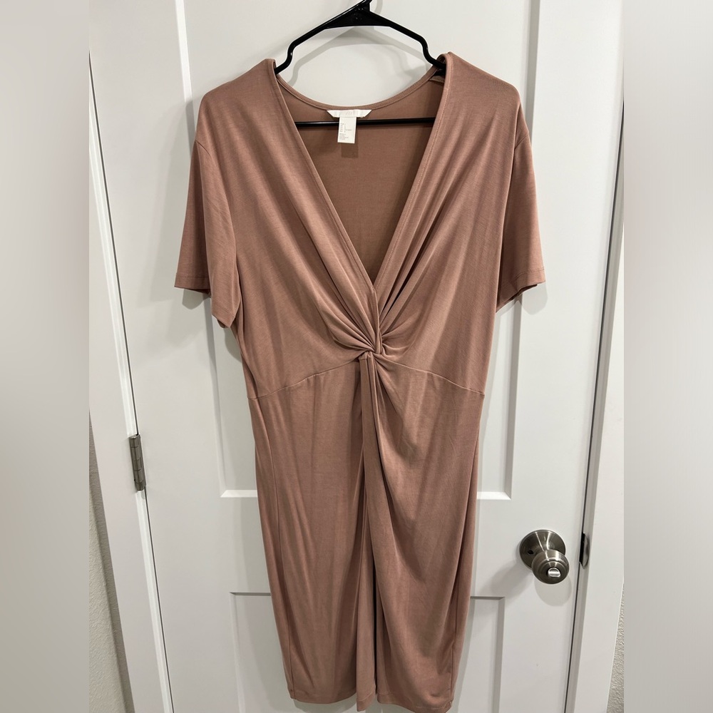 H&M mauve suede twist front dress